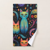 Rot-Gelbe Katzen Badhandtuch Set (Handtuch)