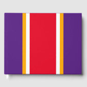 Rot-gelbe Streifen auf fett Lila Gästebuch (Vorderseite)