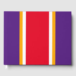 Rot-gelbe Streifen auf fett Lila Gästebuch