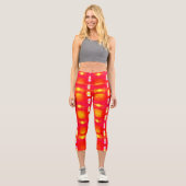 rot-gelbe Texturen Capri Leggings (Vorderseite)