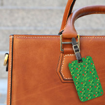 Rot-gelbe Wildblumen, grünes Muster Gepäckanhänger