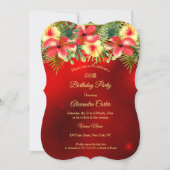Rot-gelber Hibiskus Tropisches Party Einladung (Vorderseite)