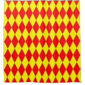 Rot-gelbes Harlekin-Karodesign Duschvorhang (Vorderseite)