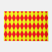 Rot-gelbes Harlekin-Karodesign Fußmatte (Vorderseite)