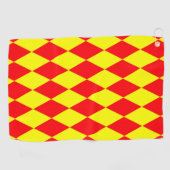 Rot-gelbes Harlekin-Karodesign  Golfhandtuch (Horizontal)