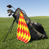 Rot-gelbes Harlekin-Karodesign  Golfhandtuch (Gras)