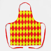 Rot-gelbes Harlekin-Karodesign Schürze (Vorderseite)