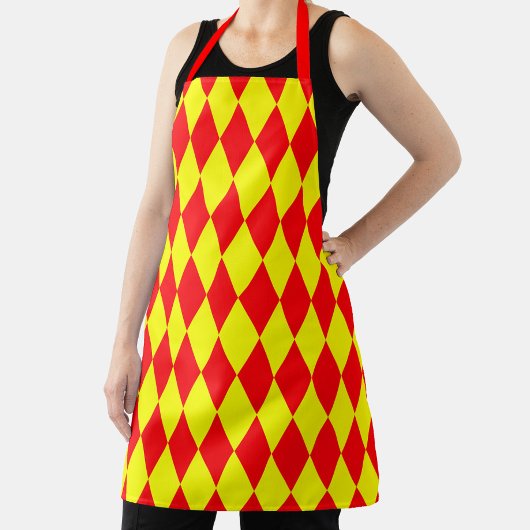 Rot-gelbes Harlekin-Karodesign Schürze