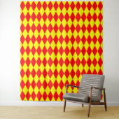 Rot-gelbes Harlekin-Karodesign Wandteppich (Beispiel)