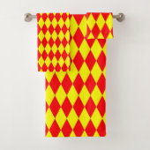 Rot-gelbes Harlekin-Karomuster Badhandtuch Set (Insitu)