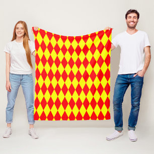 Rot-gelbes Harlekin-Karomuster-Design  Fleecedecke