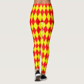 Rot-gelbes Harlekin-Karomuster Leggings (Rückseite)