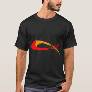 Rot-gelbes Ichthus-Symbol-Design T-Shirt