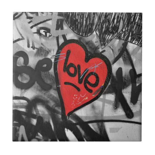 Rot gemaltes Herz Fliese (Vorderseite)