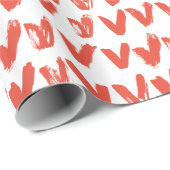 Rot gemaltes Herzmuster auf Weiß Geschenkpapier (Rolleneckpunkt)