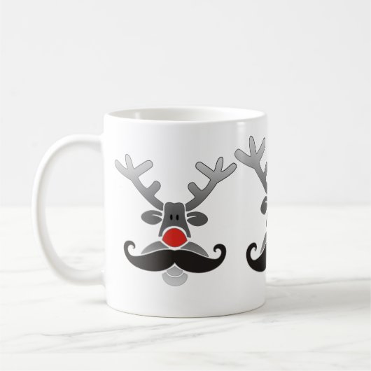 Rot genäht mit Mustache Kaffeetasse (Links)