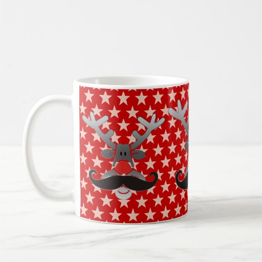 Rot genäht mit Mustache Kaffeetasse (Links)