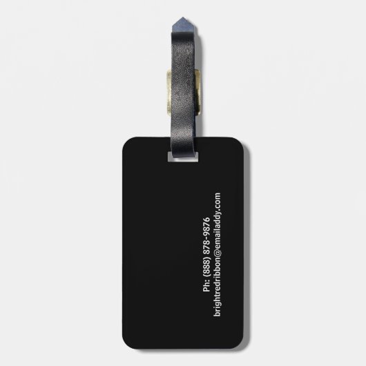 Rot genähtes Band-personalisiertes Girly Monogramm Gepäckanhänger (Rückseite vertikal)