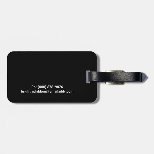 Rot genähtes Band-personalisiertes Girly Monogramm Gepäckanhänger (Rückseite horizontal)