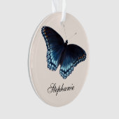 Rot-Gepunktete Admiral Dunkelblauer Schmetterlings Ornament (Vorderseite)