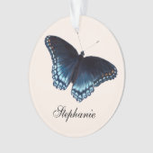 Rot-Gepunktete Admiral Dunkelblauer Schmetterlings Ornament (Vorderseite)