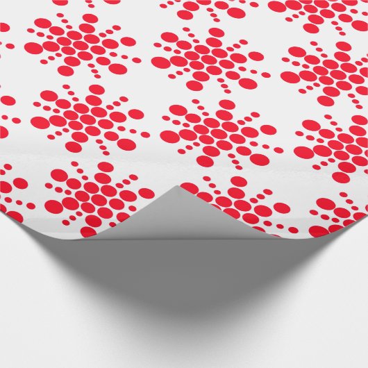 Rot gepunktete Sterne auf weiß Geschenkpapier (Ecke)