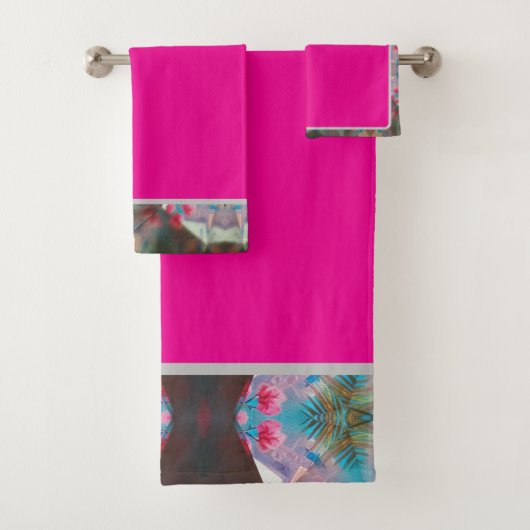 Rot gepunktetes Blumenrosa Badhandtuch Set (Insitu)