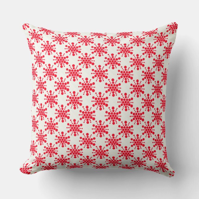 Rot gepunktetes Sterndesign Kissen (Vorderseite)