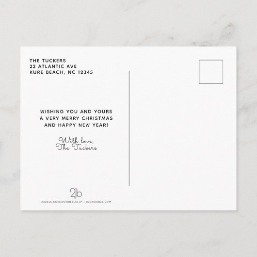 Rot gesegnete Jahr-Bericht-WeihnachtsFoto-Collage Ankündigungspostkarte (Rückseite)