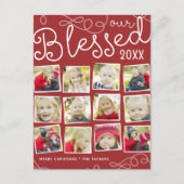 Rot gesegnete Jahr-Bericht-WeihnachtsFoto-Collage Ankündigungspostkarte (Vorderseite)