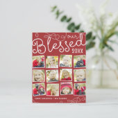 Rot gesegnete Jahr-Bericht-WeihnachtsFoto-Collage Ankündigungspostkarte (Stehend Vorderseite)