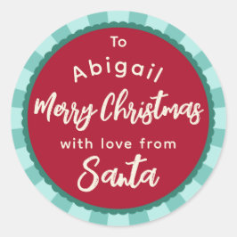 Rot gestreift Von Weihnachtsgeschenk-Aufkleber Runder Aufkleber