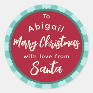 Rot gestreift Von Weihnachtsgeschenk-Aufkleber Runder Aufkleber
