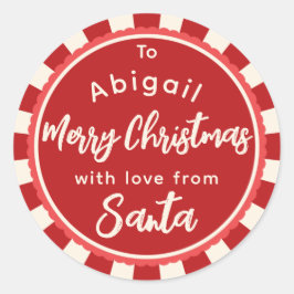 Rot gestreift Von Weihnachtsgeschenk-Aufkleber Runder Aufkleber