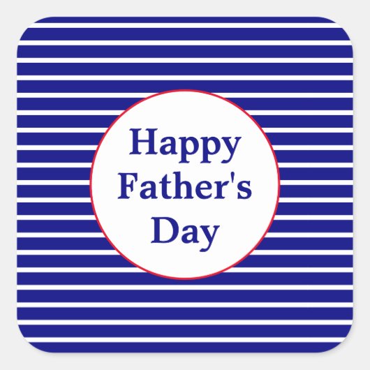 Rot gestreift, weiß und blau glücklicher Vatertag Quadratischer Aufkleber (Vorderseite)
