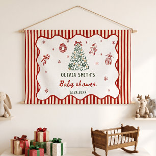 Rot gestreifte Weihnachts-Baby-Party Banner