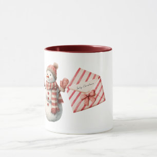Rot gestreifter fröhlicher Weihnachtsmann Schneema Tasse