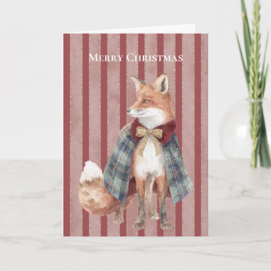 Rot gestreifter Fuchs Weihnachten   Karte (Vorderseite)