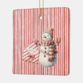Rot gestreifter Weihnachtsmann Keramikornament (Links)