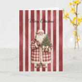 Rot gestreifter Weihnachtsmann mit Baum Karte (Gelbe Blume)