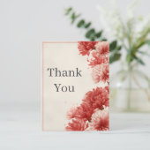 Rot gestrichene Blume Danke Karte (Stehend Vorderseite)