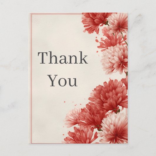 Rot gestrichene Blume Danke Karte (Vorderseite)