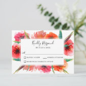 Rot gestrichene Poppies Blumenhochzeit RSVP (Stehend Vorderseite)