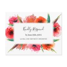 Rot gestrichene Poppies Blumenhochzeit RSVP