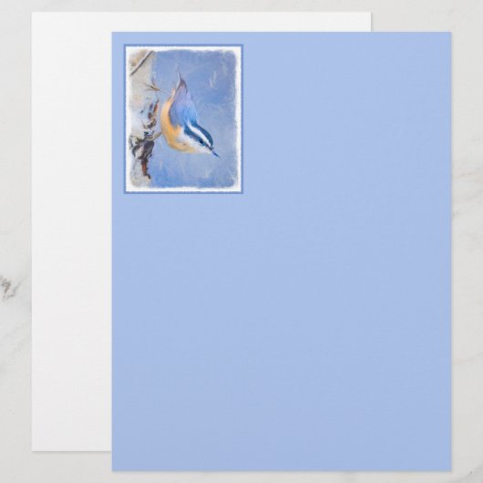 Rot gezapfte Nuthatch Malerei Original Vogelkunst (Vorne/Hinten)