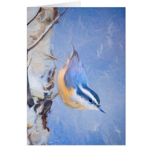 Rot gezapfte Nuthatch Malerei Original Vogelkunst (Vorne)