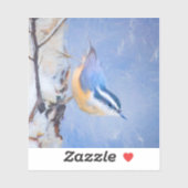 Rot gezapfte Nuthatch Malerei Original Vogelkunst Aufkleber (Blatt)