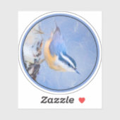 Rot gezapfte Nuthatch Malerei Original Vogelkunst Aufkleber (Blatt)