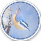 Rot gezapfte Nuthatch Malerei Original Vogelkunst Aufkleber (Vorderseite)
