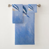 Rot gezapfte Nuthatch Malerei Original Vogelkunst Badhandtuch Set (Insitu)